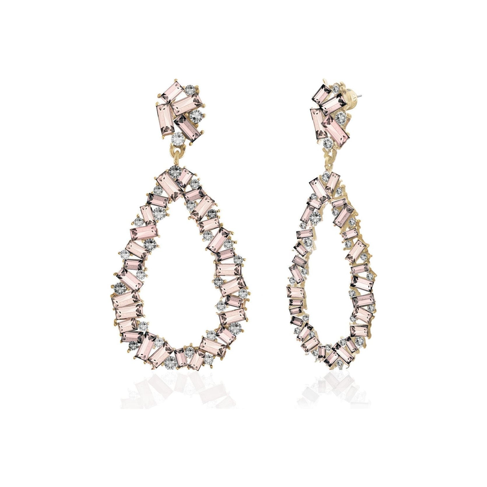 Baguette and Crystal Clustered Statement Chandelier Earrings