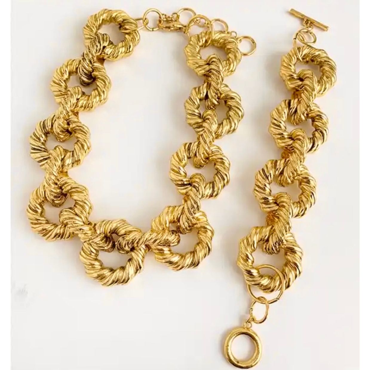 Big Chunky Twisted Necklace and Bracelet Set