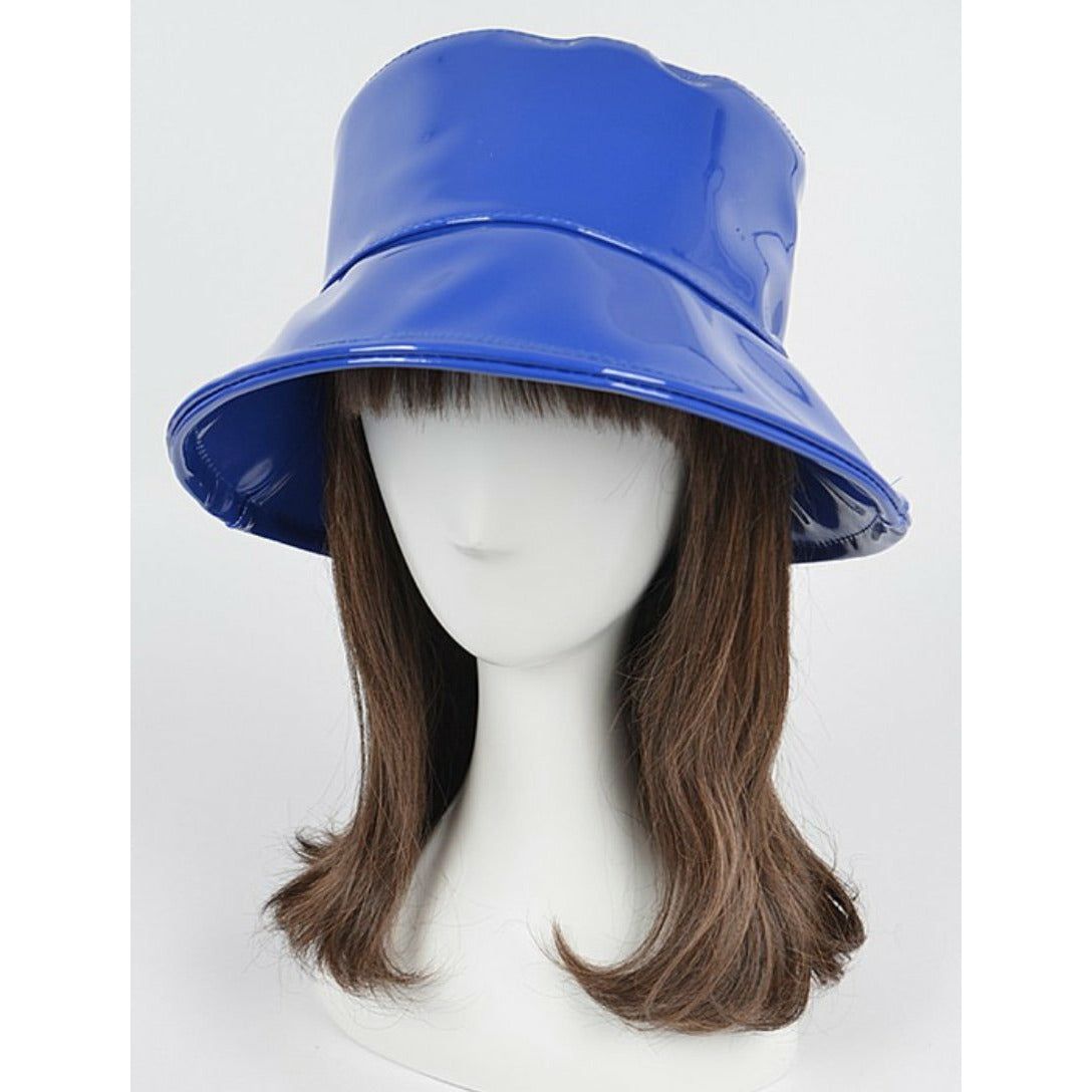 Dark Slate Blue Faux Leather Bucket Hat