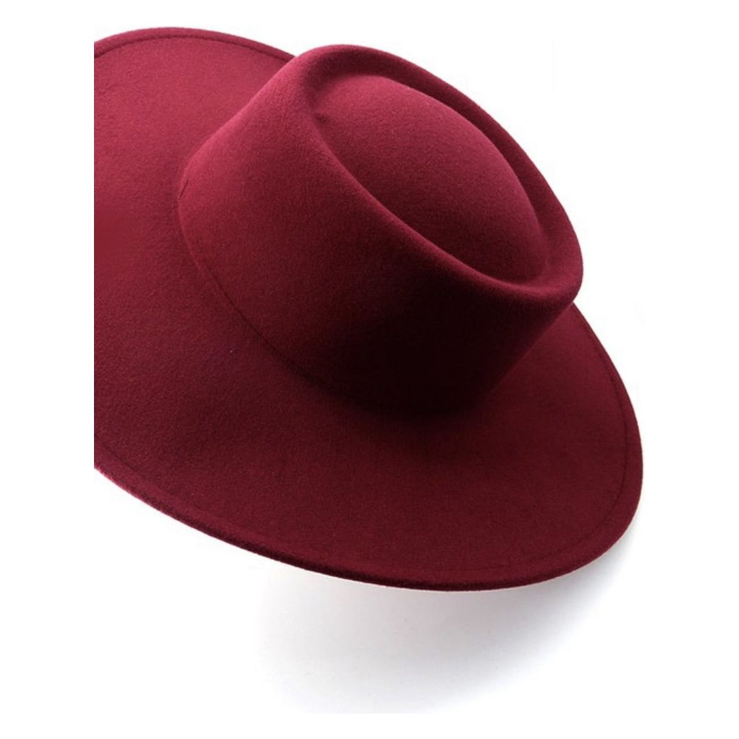 Dark Red Vintage Classic Boater Hat