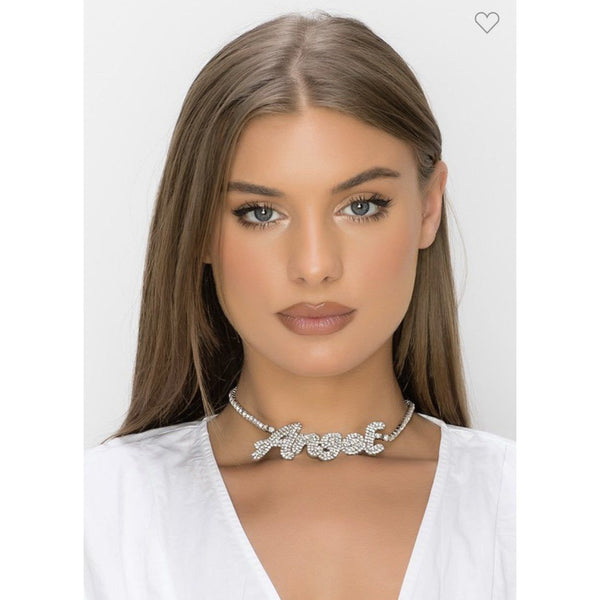 Light Gray Name Plated Choker Necklace