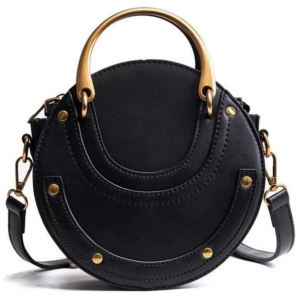 Black Round Leather Bag