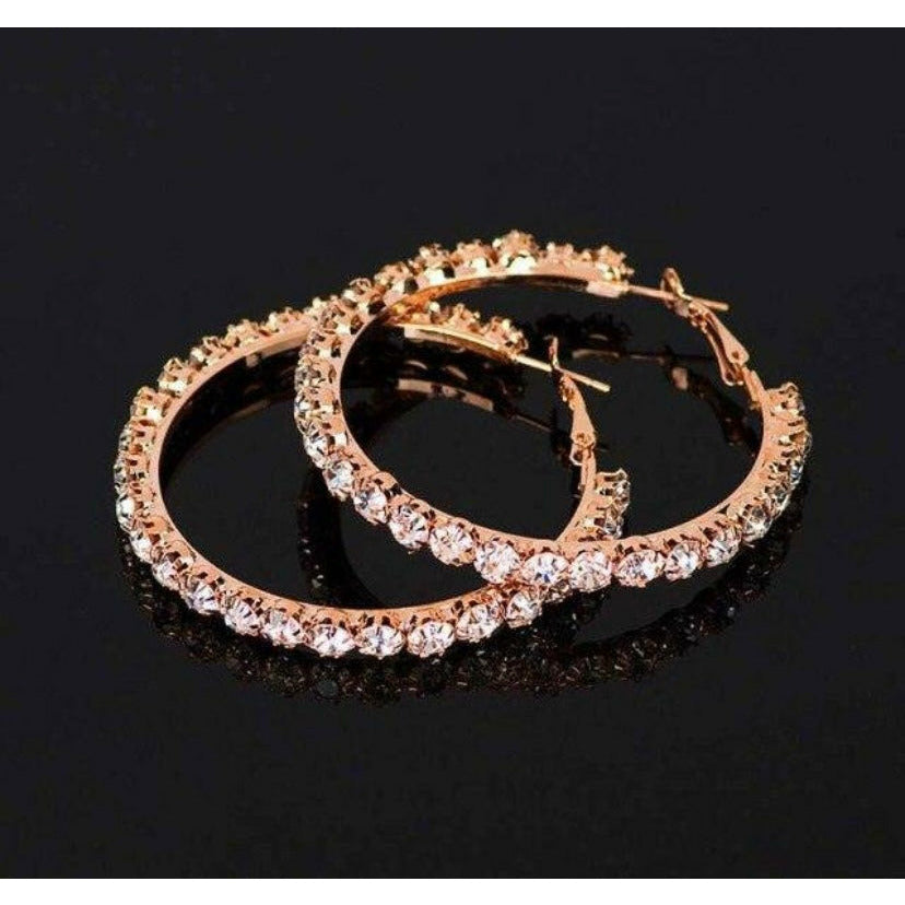 Gold Plated Crystal Diamond Hoop Earring