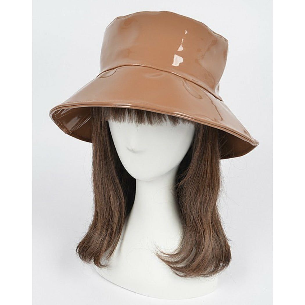 Light Gray Faux Leather Bucket Hat